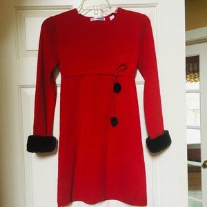 Winter Knit Sweater Long-Sleeved Red Dress